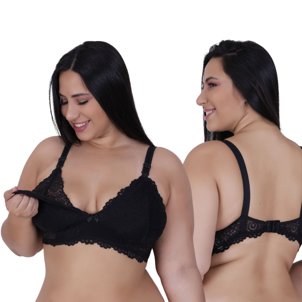Sutiã Amamentação Plus Size Reforçado Renda Gestante Top Maternidade