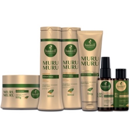 KIT MURUMURU HASKELL 6 ITENS - SHAMPOO 300ml , CONDICIONADOR 300ml , MASCARA 300g , POUPA EM CREME 150 , NECTAR CONCENTRADO 35ML , SEIVA NUTRITIVA 35ML