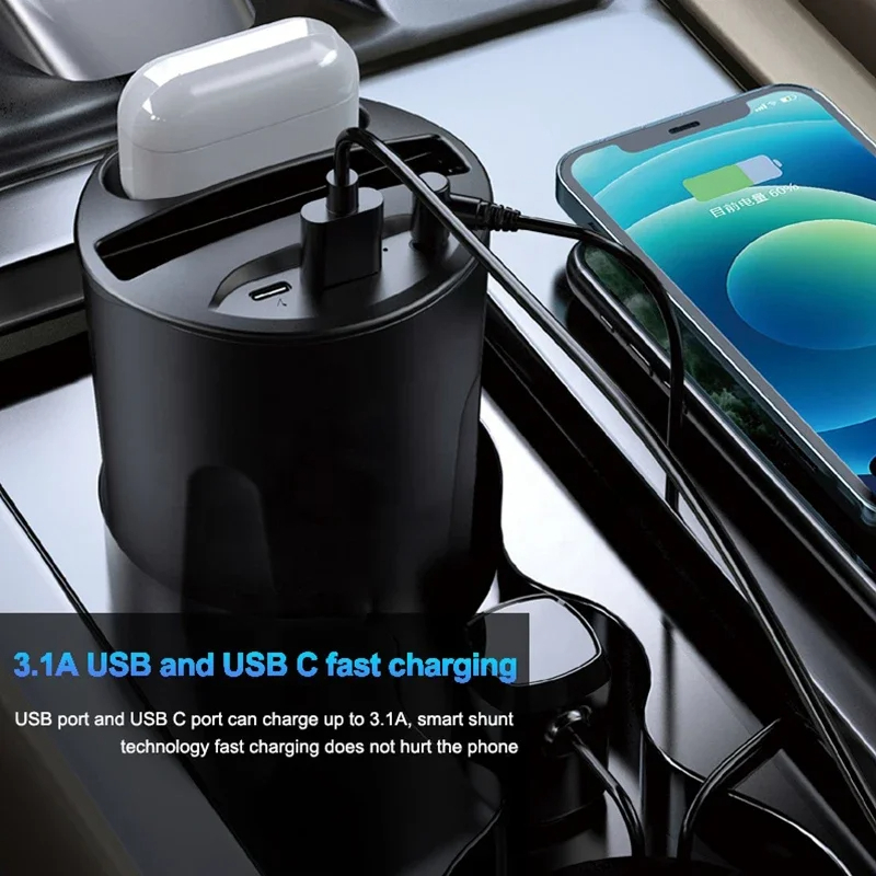 Copa do carregador de carro sem fio para iPhone 12, 13,14,15 Pro Max, AirPods Pr