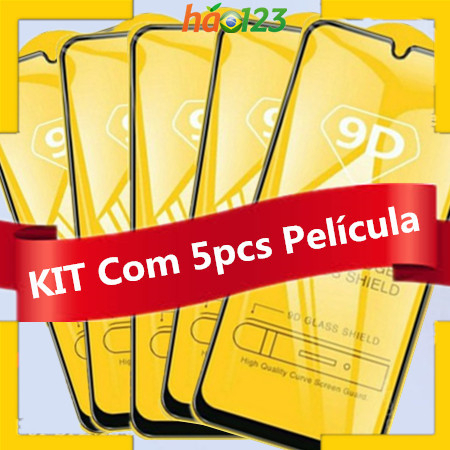 KIT Com 5 Película 3D De vidro Para Samsung A11 A12 A13 A14 A15 A22 A23 A24 A25 A31 A32 A33 A34 A53 A54 A71 A72 A73