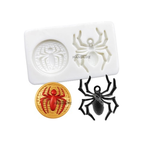 Molde de Silicone Aranha para Artesanato e Confeitaria - Tema Halloween Brasão e Aranha