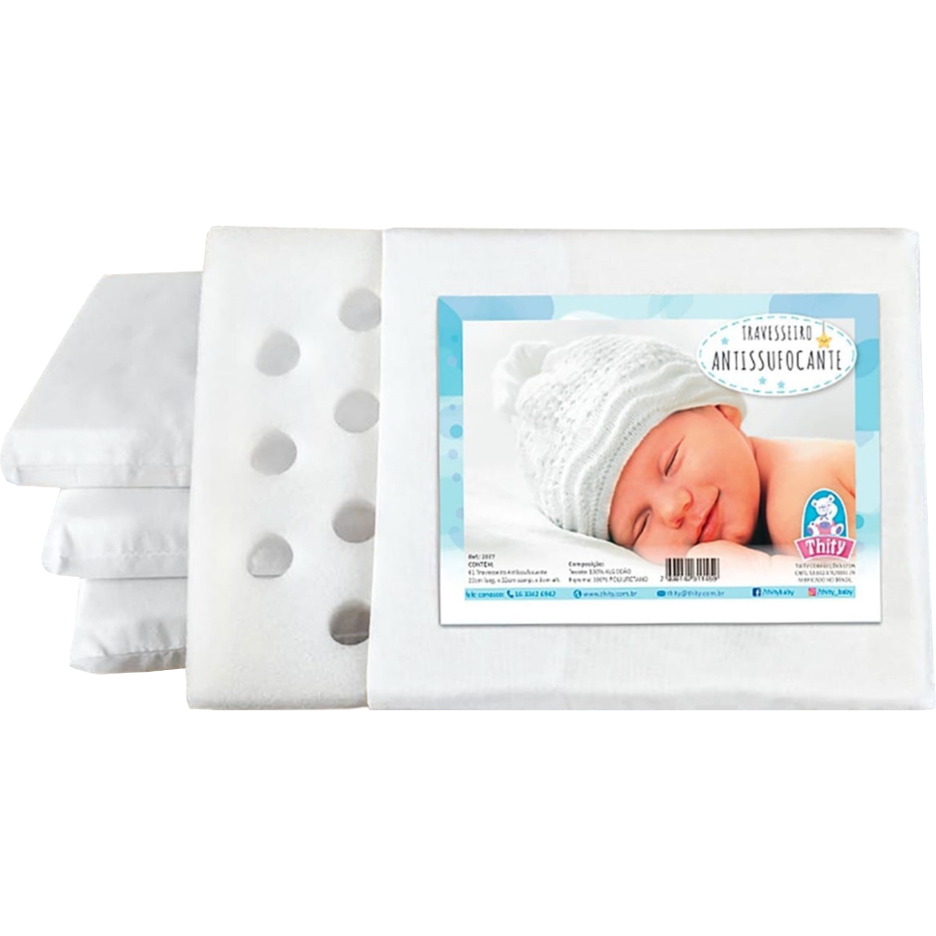 Travesseiro Anti-Sufocante de Bebê Branco Com Capa 22x32 Oferta