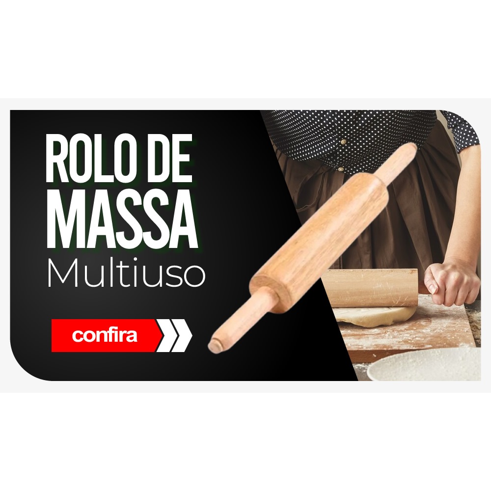 Rolo de Madeira para Abrir Massa Macarrão Pão e Pizza 43cm Multiuso Domestico Restaurantes Cozinha Padaria Profissional Bar Resistente Confeitar