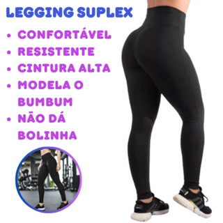 Calça Legging Suplex Academia Fitness Cintura Alta Bermuda Feminina Levanta Bumbum