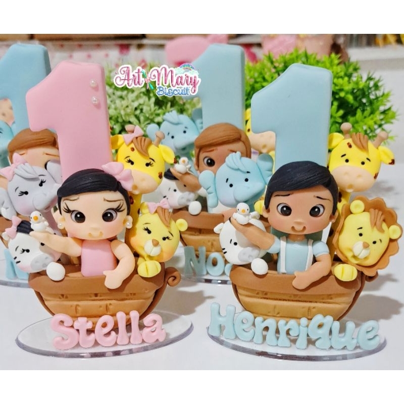 vela personalizada arca de noé em biscuit em Oferta na Shopee