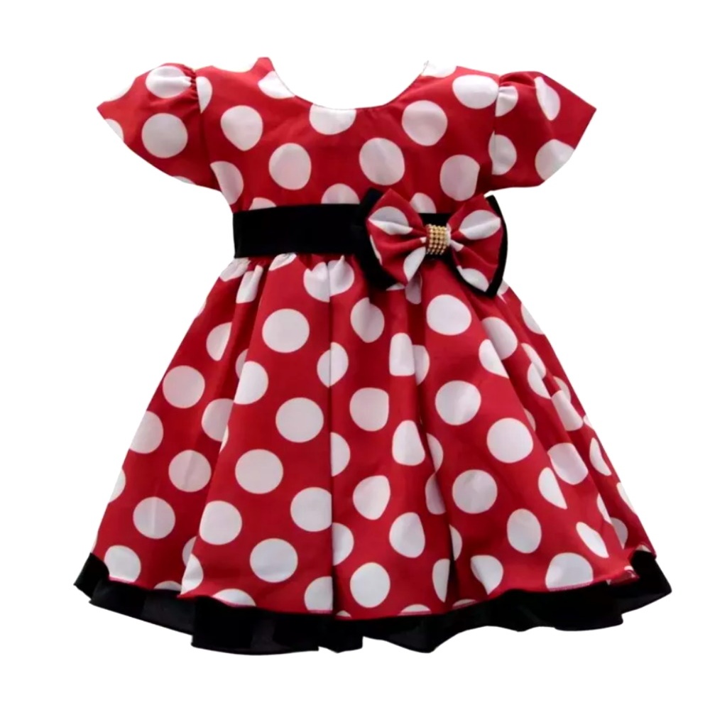 Vestido Minnie Festa Minie Infantil Fantasia Luxo Princesa Fantasia Poá Bolinhas Promoção