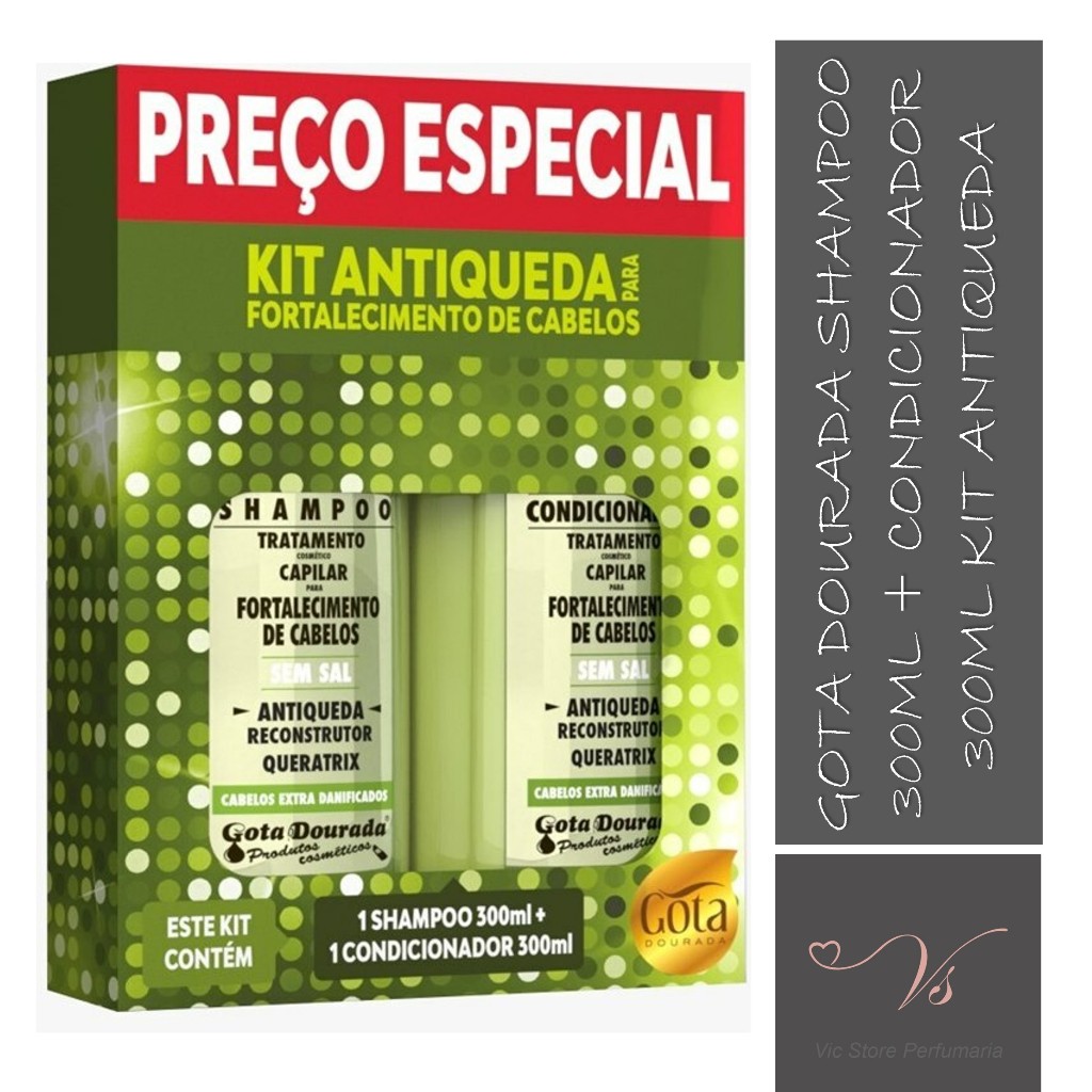 Gota Dourada Shampoo 300ml + Condicionador 300ml Kit Antiqueda