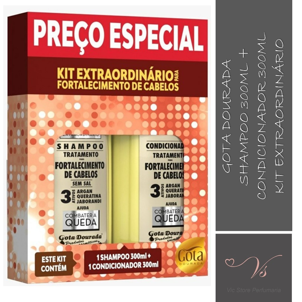 Gota Dourada  Shampoo 300ml + Condicionador 300ml  Kit Extraordinário