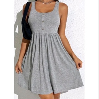 Vestido Regata com botão soltinho moda blogueira em Oferta na Shopee