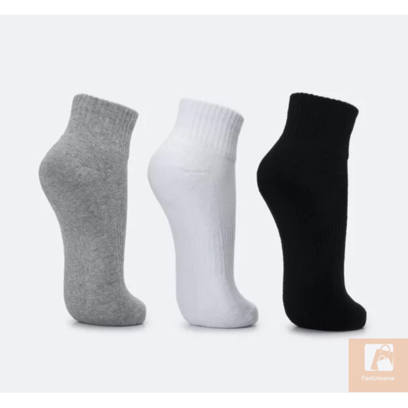 Kit 12 Pares de Meia Cano Médio com Algodão Unissex - Cores Sortidas