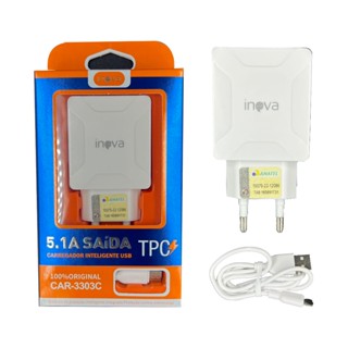 Kit 10pcs Carregador Celular Rápido 5.1a Entrada Tipo-c/v8/iphone 3 USB Inova Original