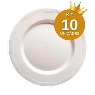 Kit 10 prato de plastico redondo para refeição festa churrasco Pratos Redondo lanchonete bares restaurante prato branco 26 cm reutilizáveis