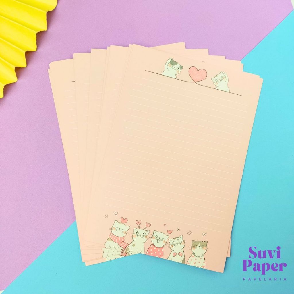 Refil 30 Folhas Decorada Gatinhos - Tamanho A5 Repor Folhas Prancheta, Carta Gatinhos, Folhas de Anotações.