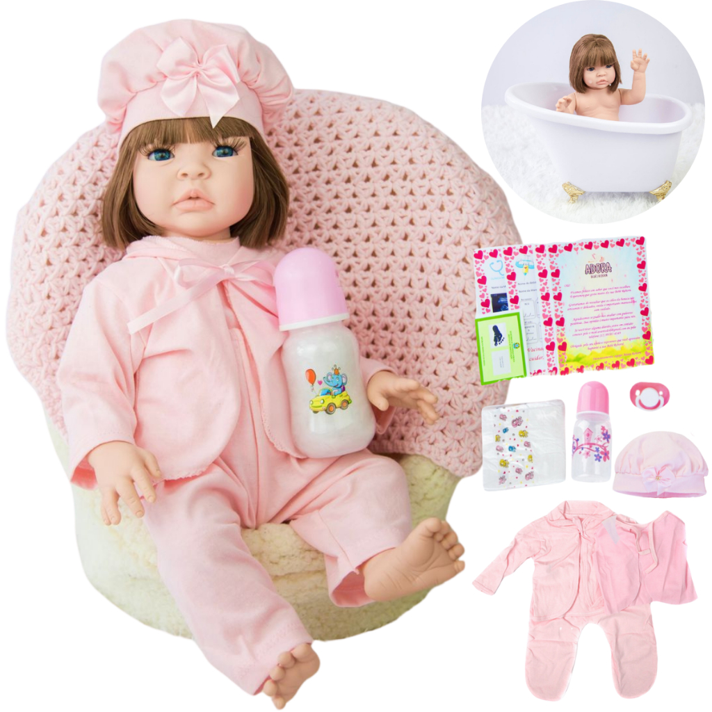 Bebê Reborn Menina Silicone Boneca Realista Pode Dar Banho Original Envio Imediato - Mom & Baby