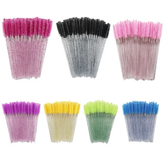 Kit 50 Escovinhas Cílios Extensão Cílios Gliter Brilho