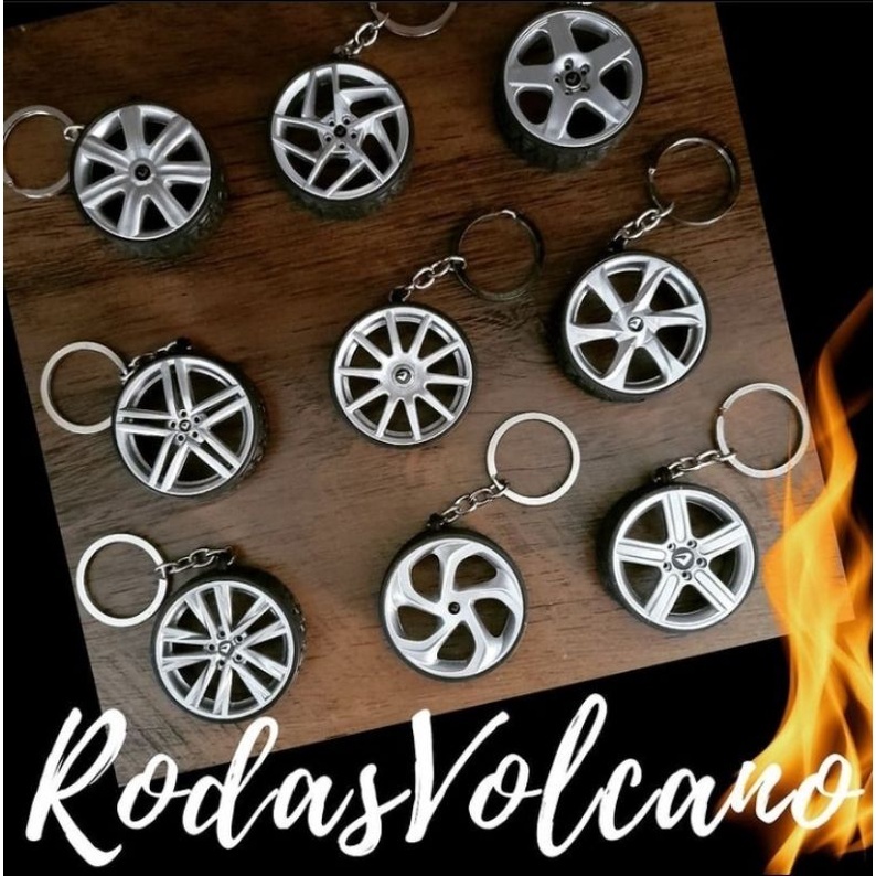 Kit com 4 chaveiros Volcano - Modelo roda com pneu replica em Oferta na Shopee