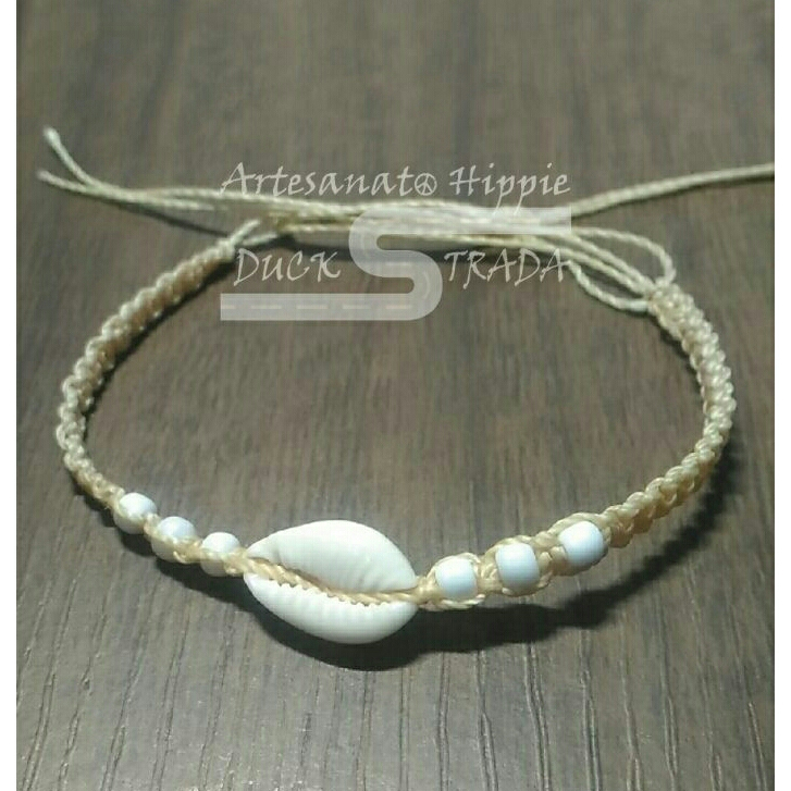 Pulseira Hippie/ Pulseira - Tornozeleira com Búzio