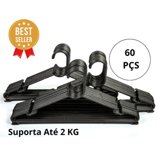 Kit 60 Cabides Redondos Preto Adulto Envio Imediato em Oferta na Shopee