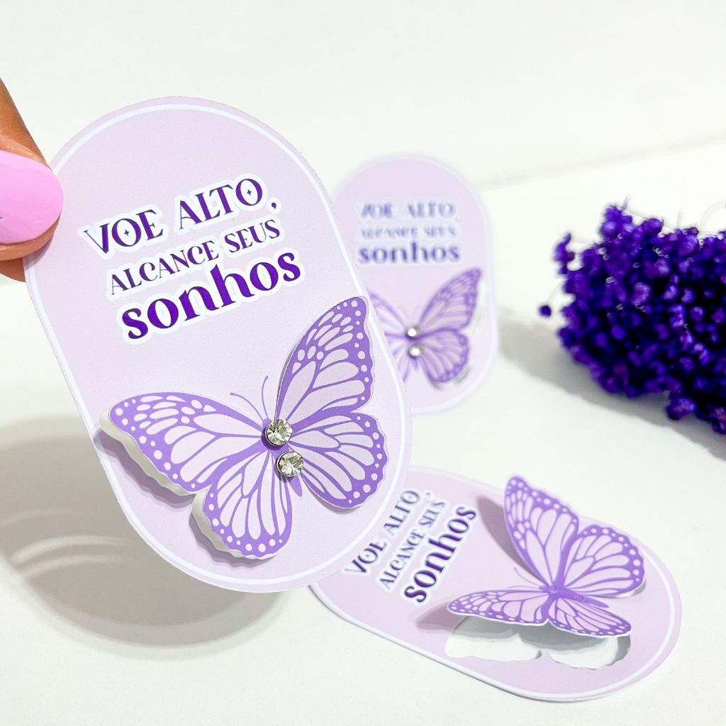 10 Brinco Ponto de Luz + Tag Borboleta - Dia das Mulheres