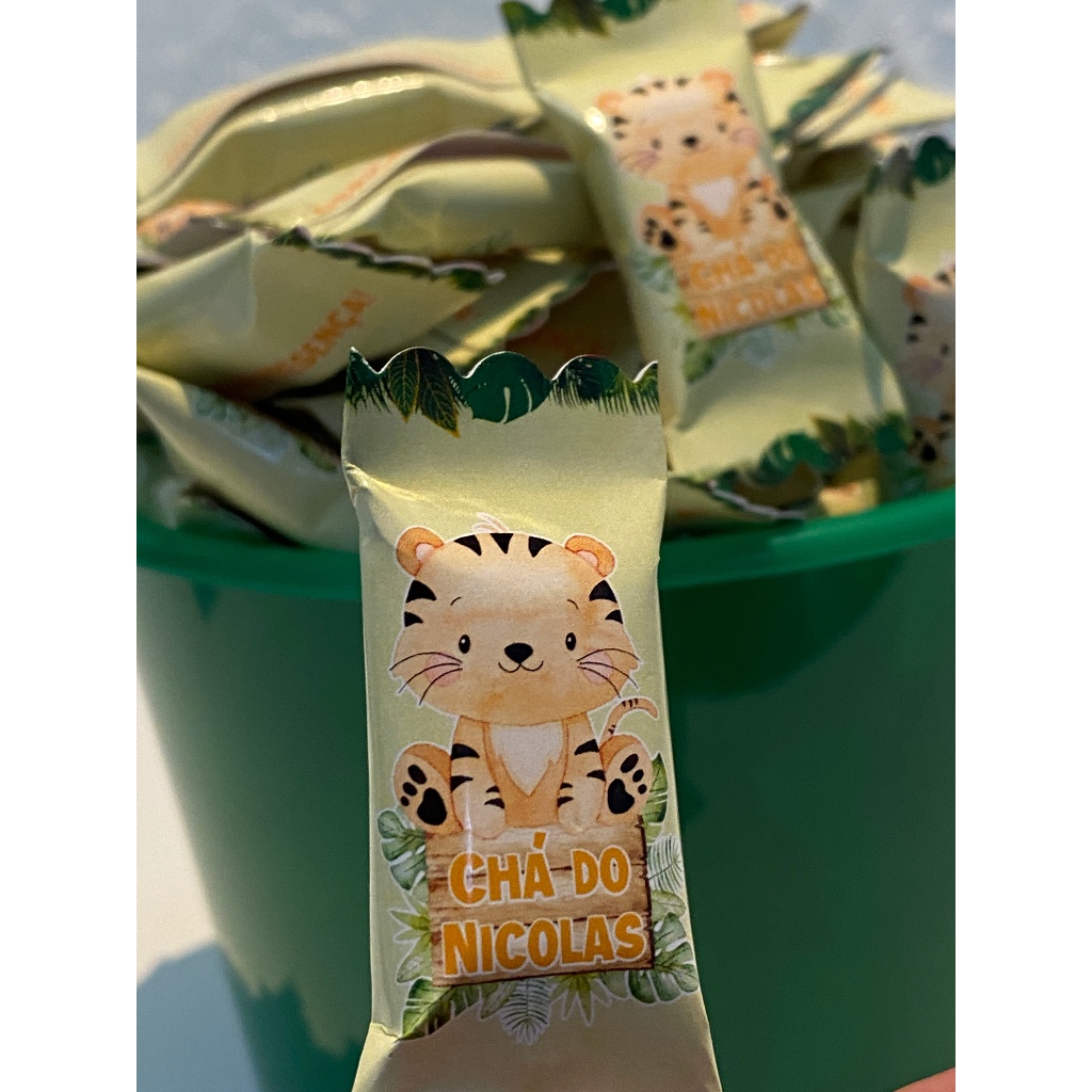 Bala Personalizada - Chá de Bebê - Safari - Lembrancinha - Chá de Fralda - Animais - Balinha