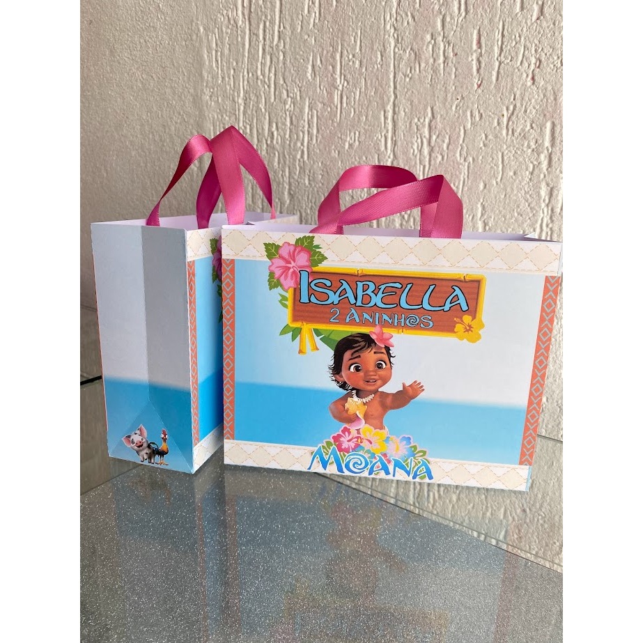 10 Sacolinhas Personalizadas Moana - Lembrancinha - Festa infantil - Papelaria Personalizada