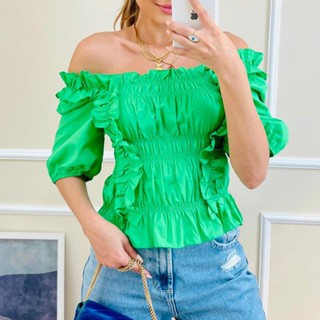 Blusa Soltinha Com Elastico Blusinha Feminina Manga Curta Blusinha Feminina Ombro a Ombro com Elástico