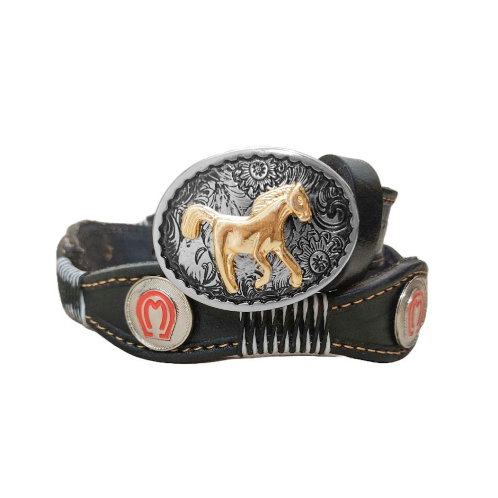 Cinto infantil Unissex em couro Legítimo com apliques rodeio Country