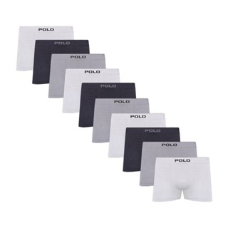 Kit com 10 Cuecas Boxer Algodão Sem Costura 781 Colorido