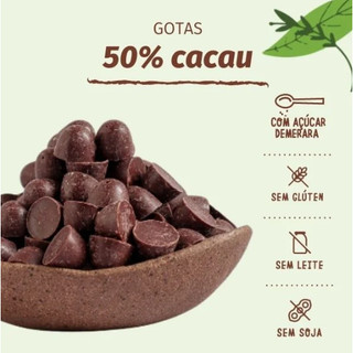 GOTAS de chocolate 50% CACAU meio amargo 1 KG - Sem glúten, leite e soja