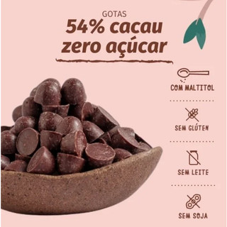GOTAS de chocolate ZERO AÇÚCAR 54% cacau 1 KG - Sem glúten, leite e soja