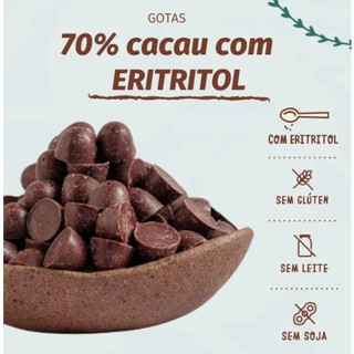 GOTAS de chocolate LOW CARB 70% cacau 1 KG - c/eritritol