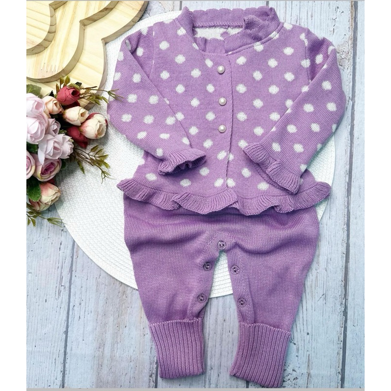 Conjunto de tricô: Romper e casaquinho (2 peças)