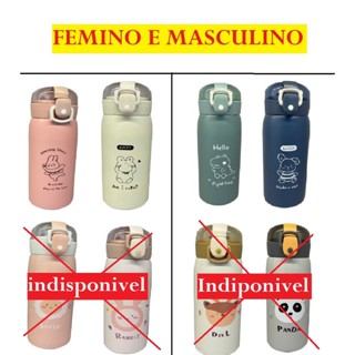 OFERTA Garrafa Térmica de 350ml De Aço Inox Vedação Completa Infantil Com Canudo De Silicone Flexível