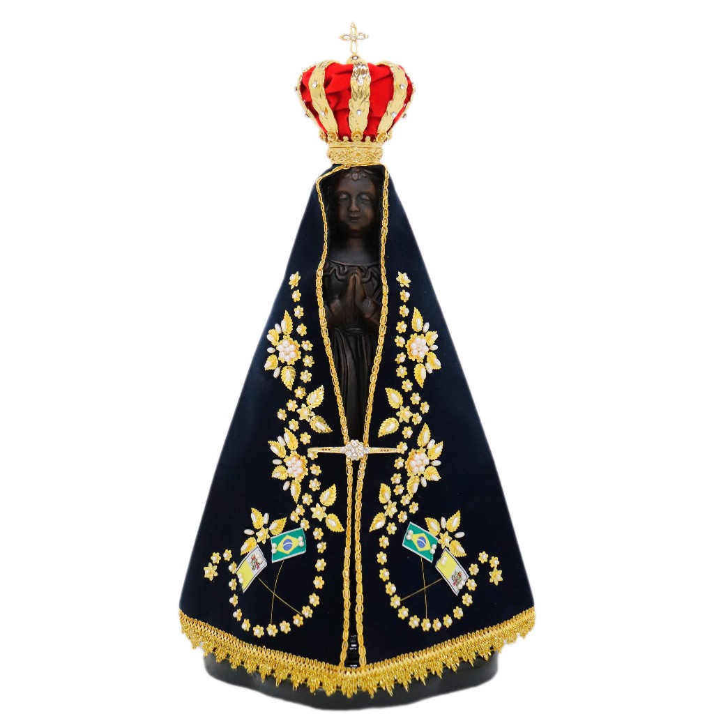 Imagem De Nossa Senhora Aparecida 40cm Resina Coroa Folheada