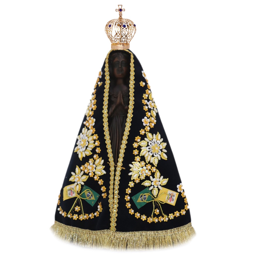 Imagem Nossa Senhora Aparecida 30cm Resina Manto Coroa