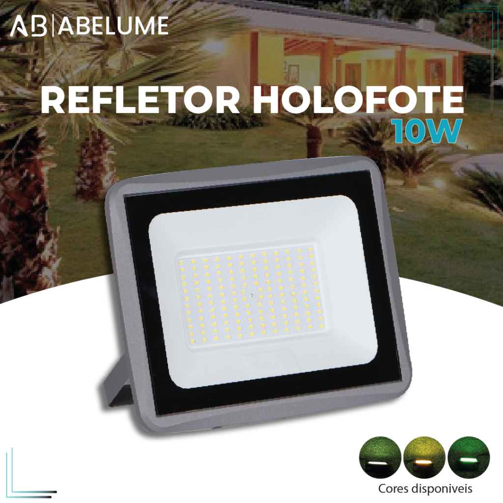 Refletor LED Holofote 10W Bivolt A Prova D'agua Luz Branca/Amarela/Verde CG 220-110V em Oferta na Shopee