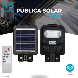 Luminária Solar Led 50W Pública Rua Poste Prova D'água Com Sensor embutido | Luz Branca | Branco Frio (6,500K) em Oferta na Shopee