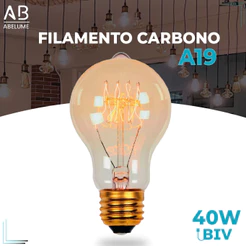 Lâmpada Filamento E27 Carbono A19 40W LUZ QUENTE (AMARELO) Âmbar 110V~220V