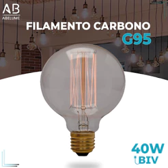 Lâmpada Filamento E27 Carbono G95 40W LUZ QUENTE (AMARELO) Âmbar 110V~220V