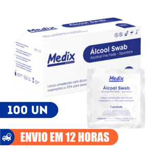Alcool Swab 100un Medix Isopropílico 70% Lenço Umedecido Assepsia