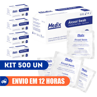Álcool Swab 70% Saches Lenços Umedecidos 500 unidades Medix