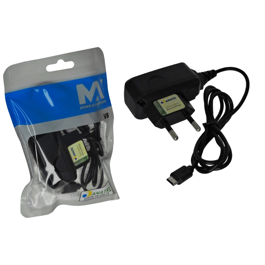 Carregador Rápido Smatphone Celular Tablet Bivolt 5V 1A Micro USB V8 2x Velocidade Homologado Anatel