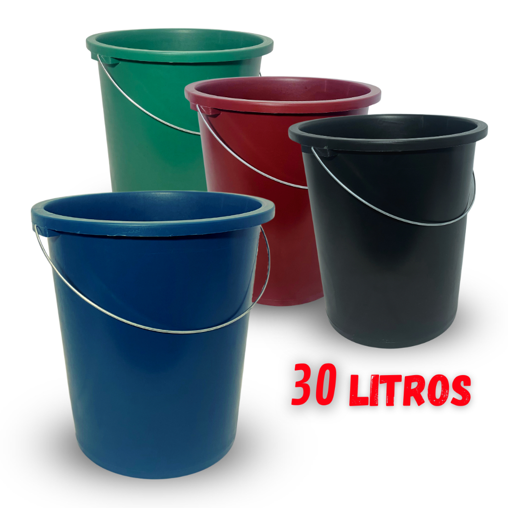 Balde Grande Plástico Lavanderia 30 Litros C/ Alça Cores em Oferta na Shopee