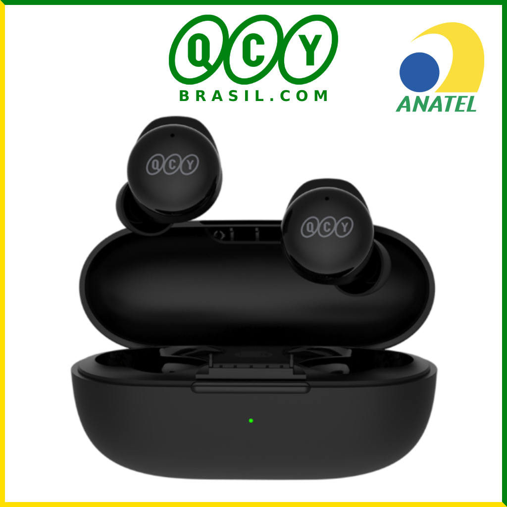 Fone de Ouvido Sem Fio QCY T17 Bluetooth TWS 5.1 Modo Game e Microfone ENC - Preto e Branco