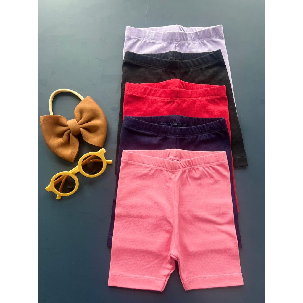 Kit 5 Bermuda Infantil de Menina Sortidas de Cotton Ciclistas Meia Perninha P/M/G Bebê