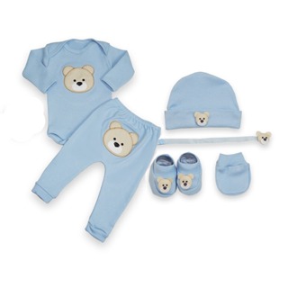 Kit Body Touca Pantufa Luva Calça Mijão e Prendedor de Chupeta 6 peças em Oferta na Shopee