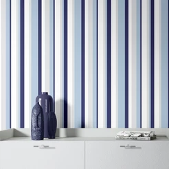 Papel De Parede Listras Infantil Azul Quarto Adesivo 1,50m