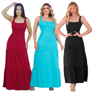 Vestido Feminino Longo Soltinho Rodado Três Marias Algodão