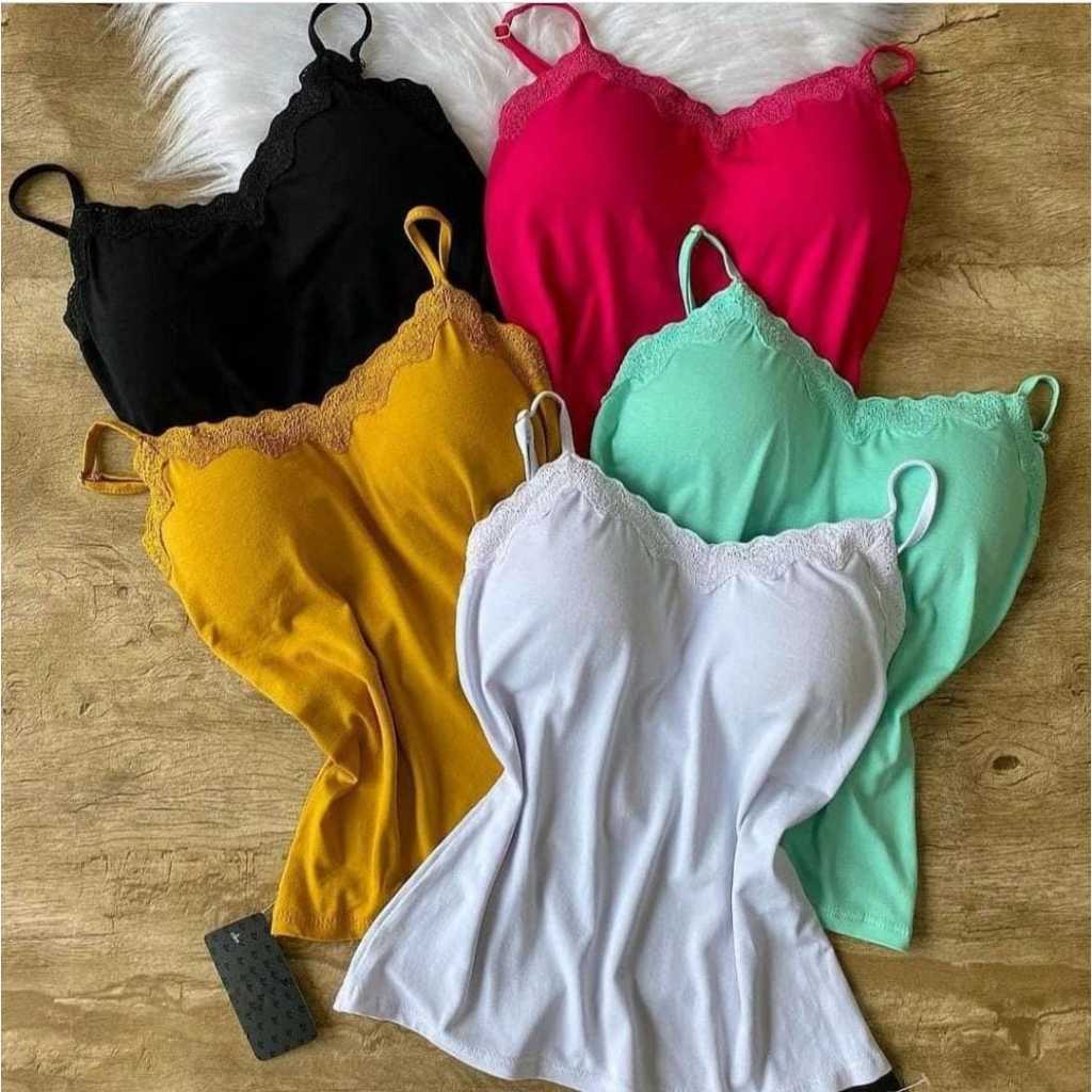 Kit com 2 Regata Feminina de  Renda com Bojo .