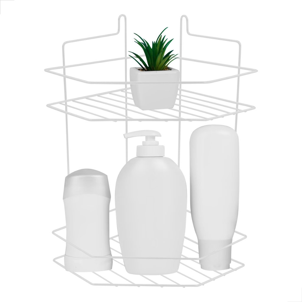 Porta Shampoo E Sabonete De Canto Duplo - PlugLar em Oferta na Shopee